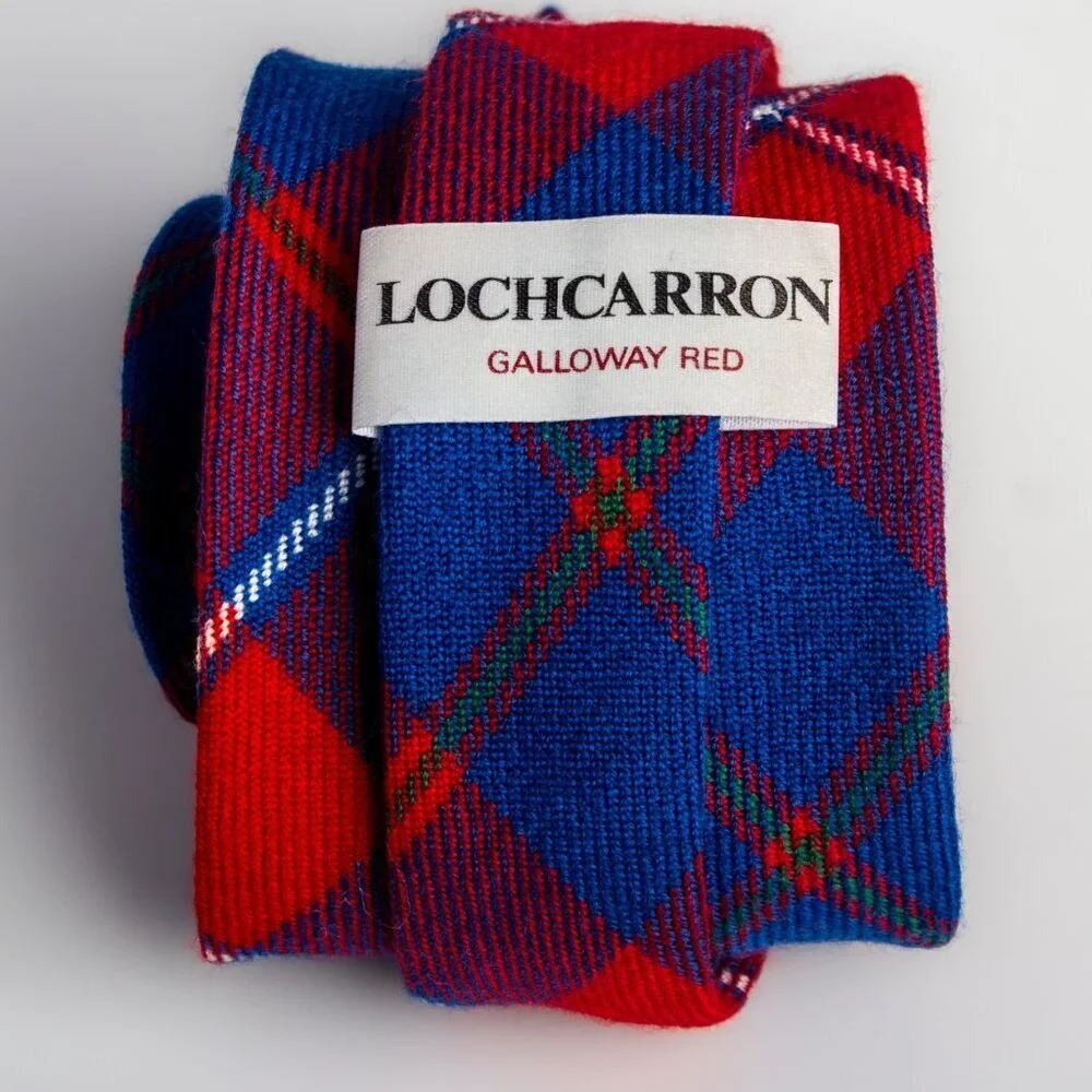 Vintage Wool Tie | Lochcarron Hunting Tie | Red and Blue Wool Tartan Tie - Picture 2 of 6